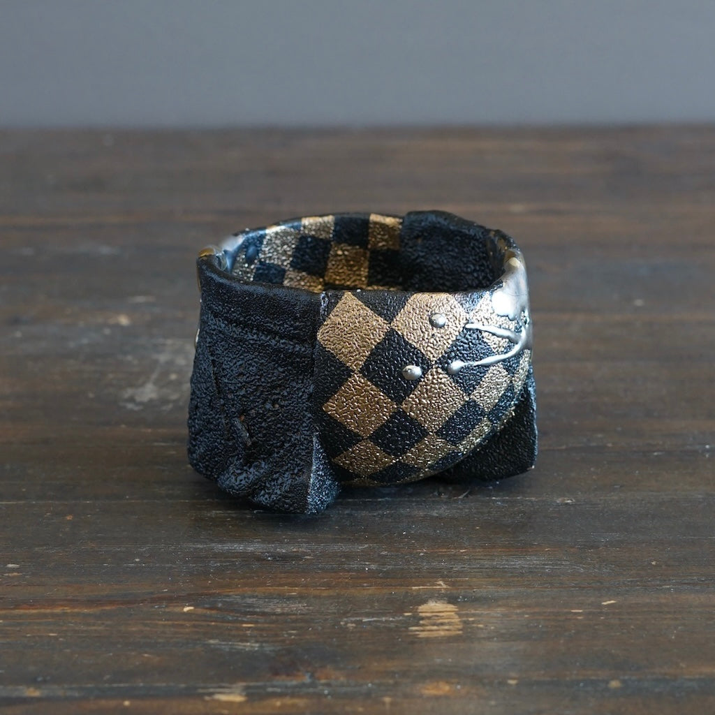 Half and Half Gilded Earth Tea Ceremony Bowl #HT490