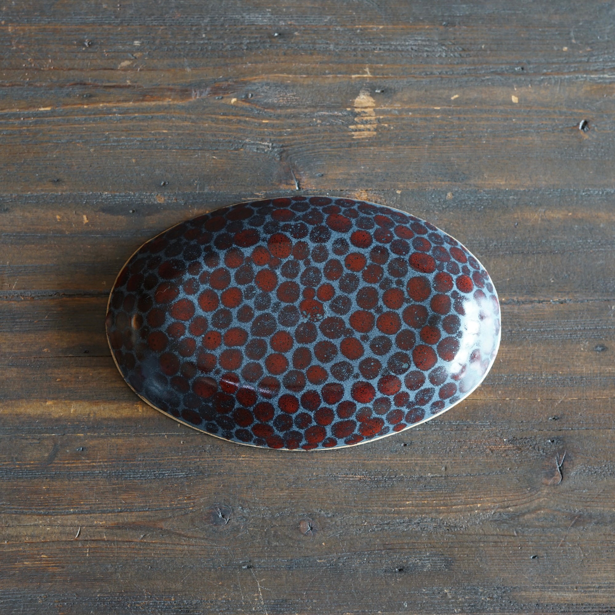 Red Dots Oval Dish #LK896A