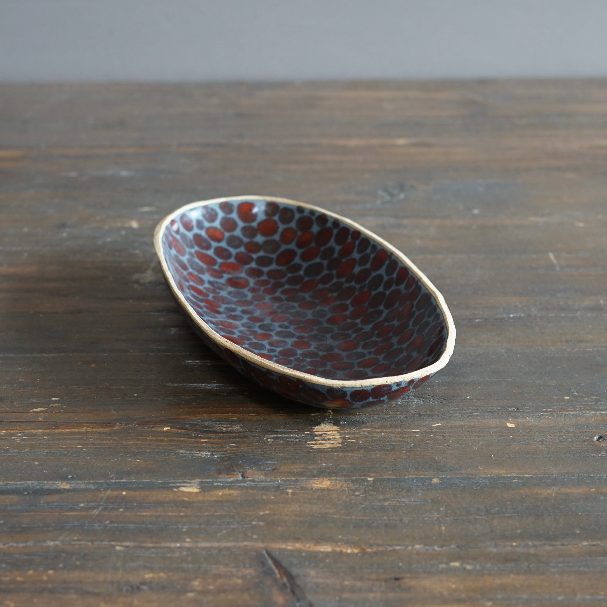 Red Dots Oval Dish #LK897