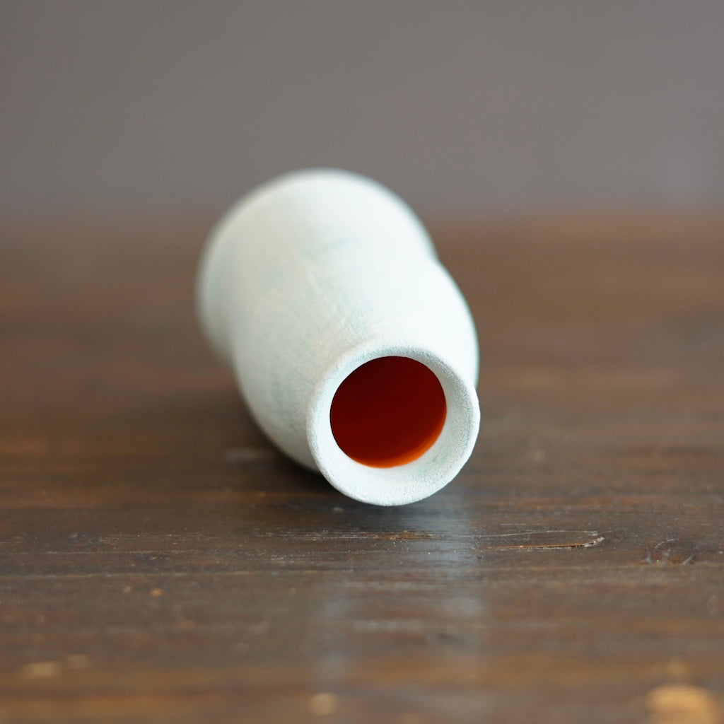 Robin's Egg / Orange Bottle Vase #JT400A