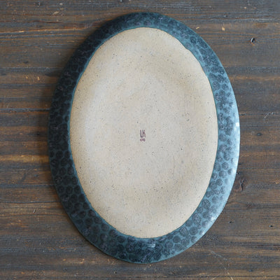 Black Dots Oval Plate #LK893C