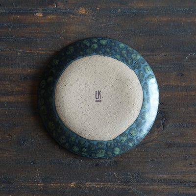 Dark Green Dots Small Plate #LK891F