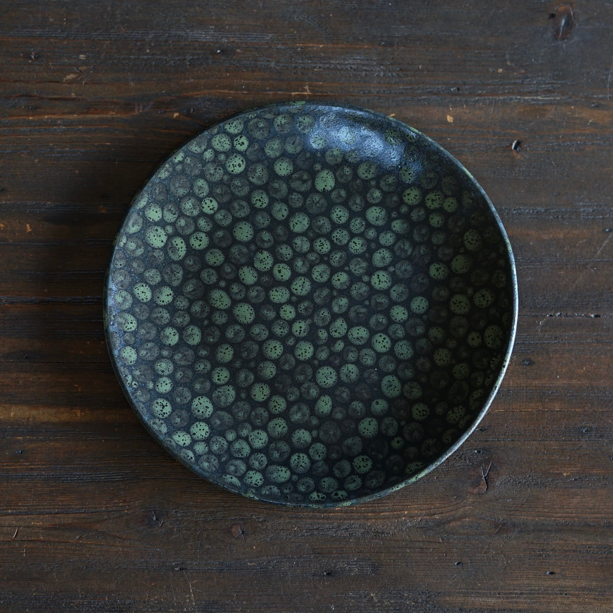 Dark Green Dots Plate #LK890F