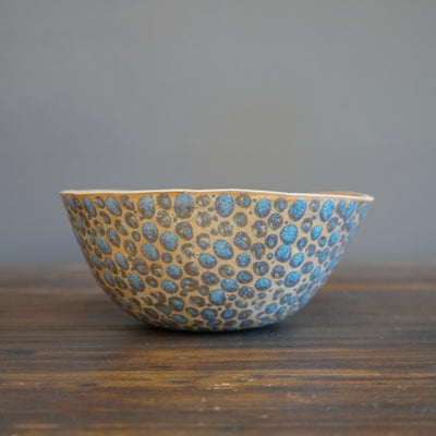 Turquoise Dots Fruit Bowl #LK789