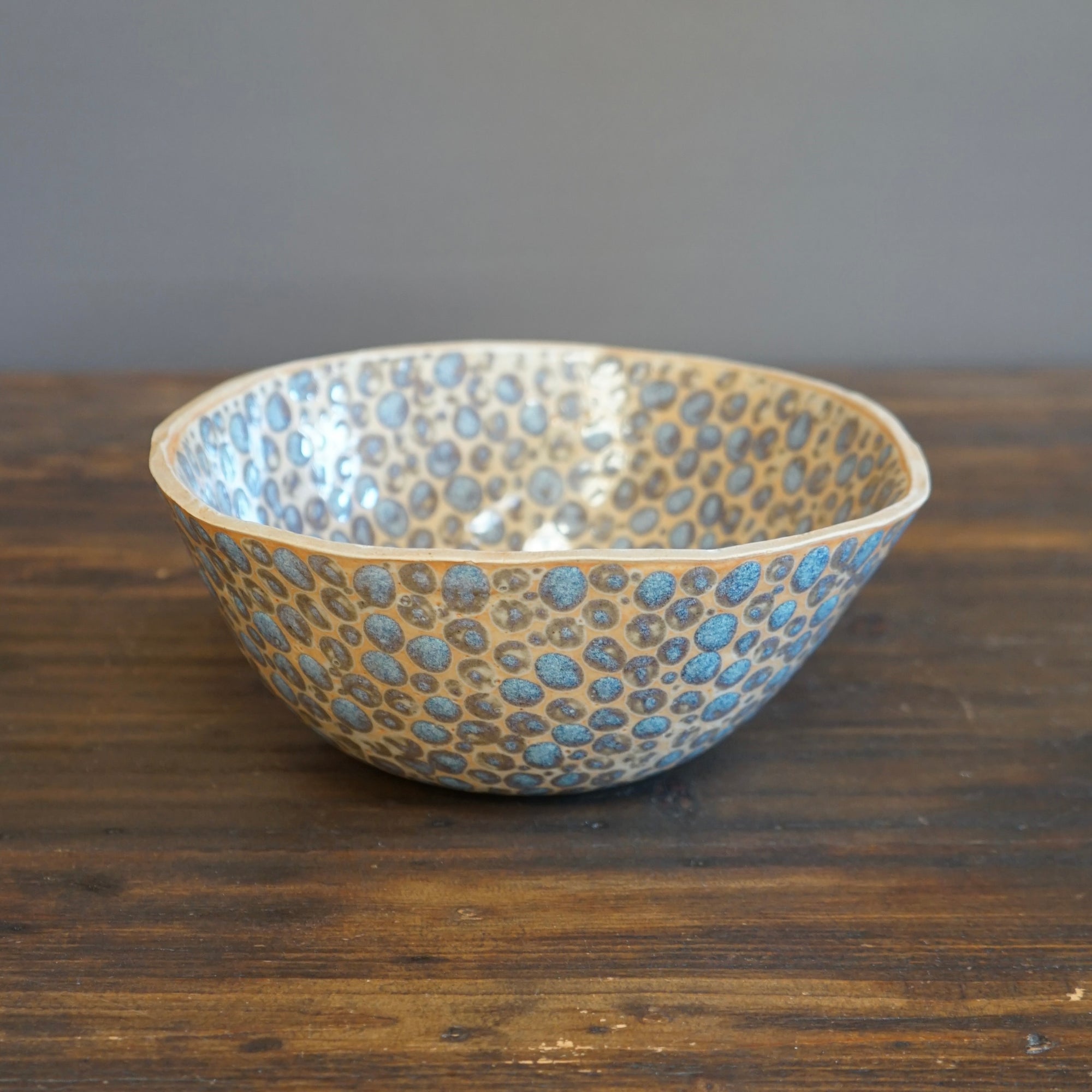 Turquoise Dots Fruit Bowl #LK789