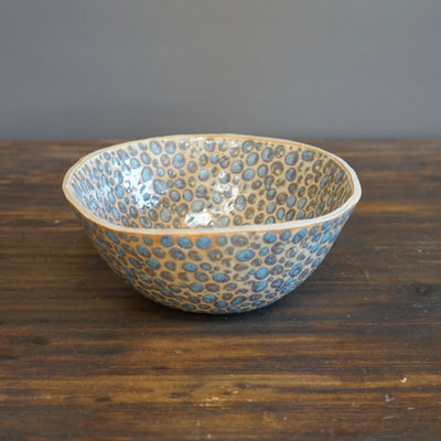 Turquoise Dots Fruit Bowl #LK789