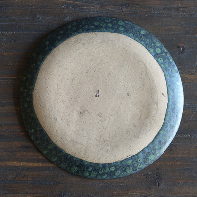 Dark Green Dots Large Plate #LK892E