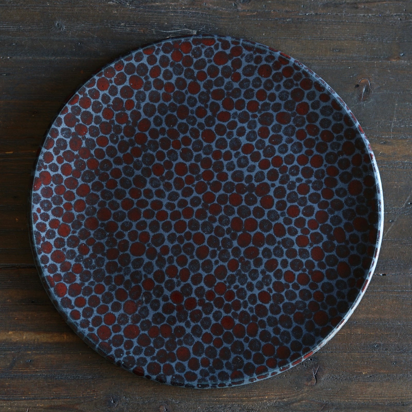 Dark Red Dots Large Plate  #LK892D