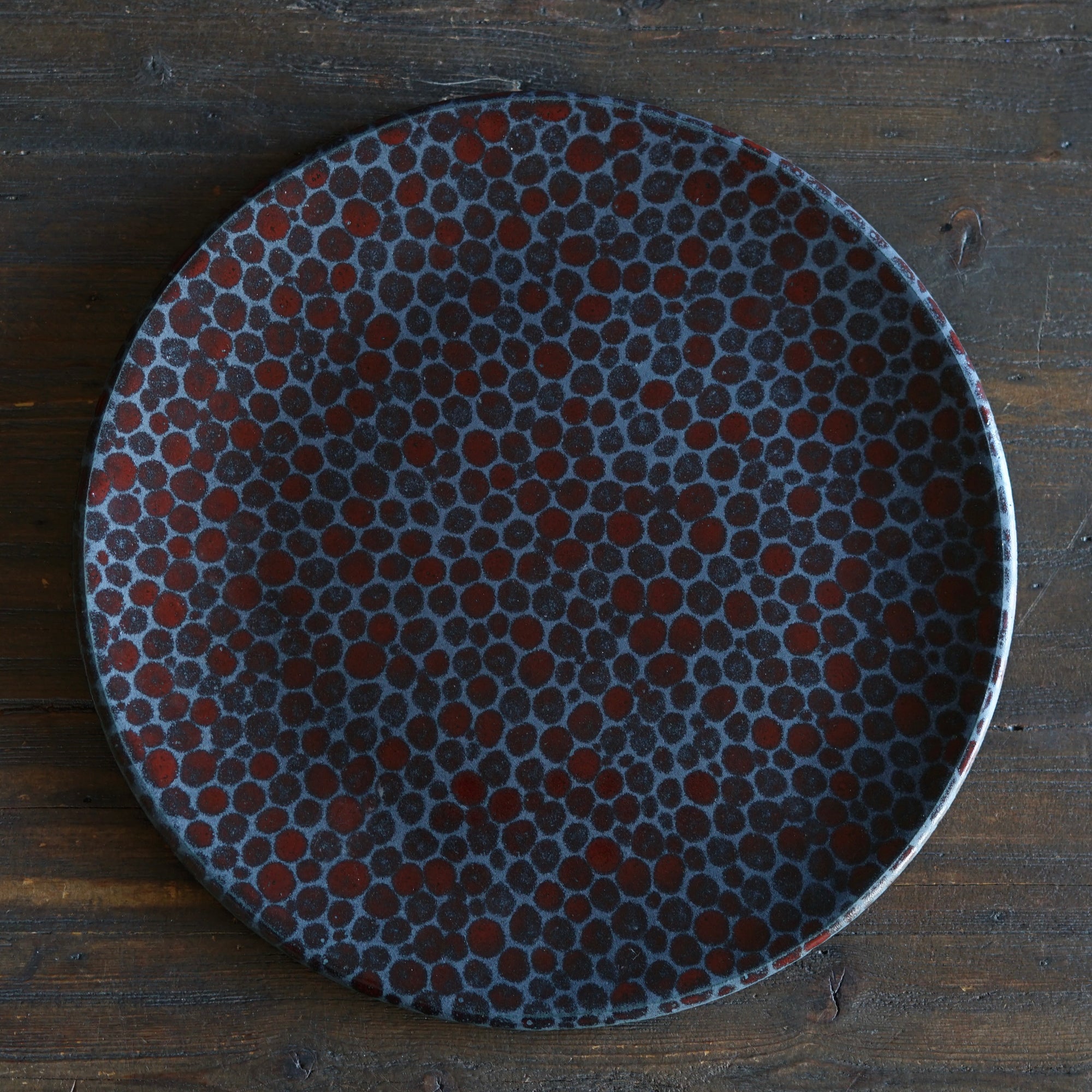Dark Red Dots Large Plate  #LK892D