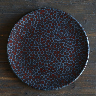 Dark Red Dots Large Plate  #LK892D