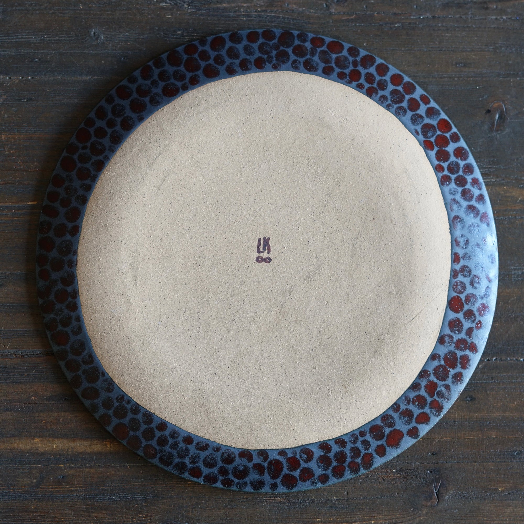 Dark Red Dots Large Plate  #LK892D