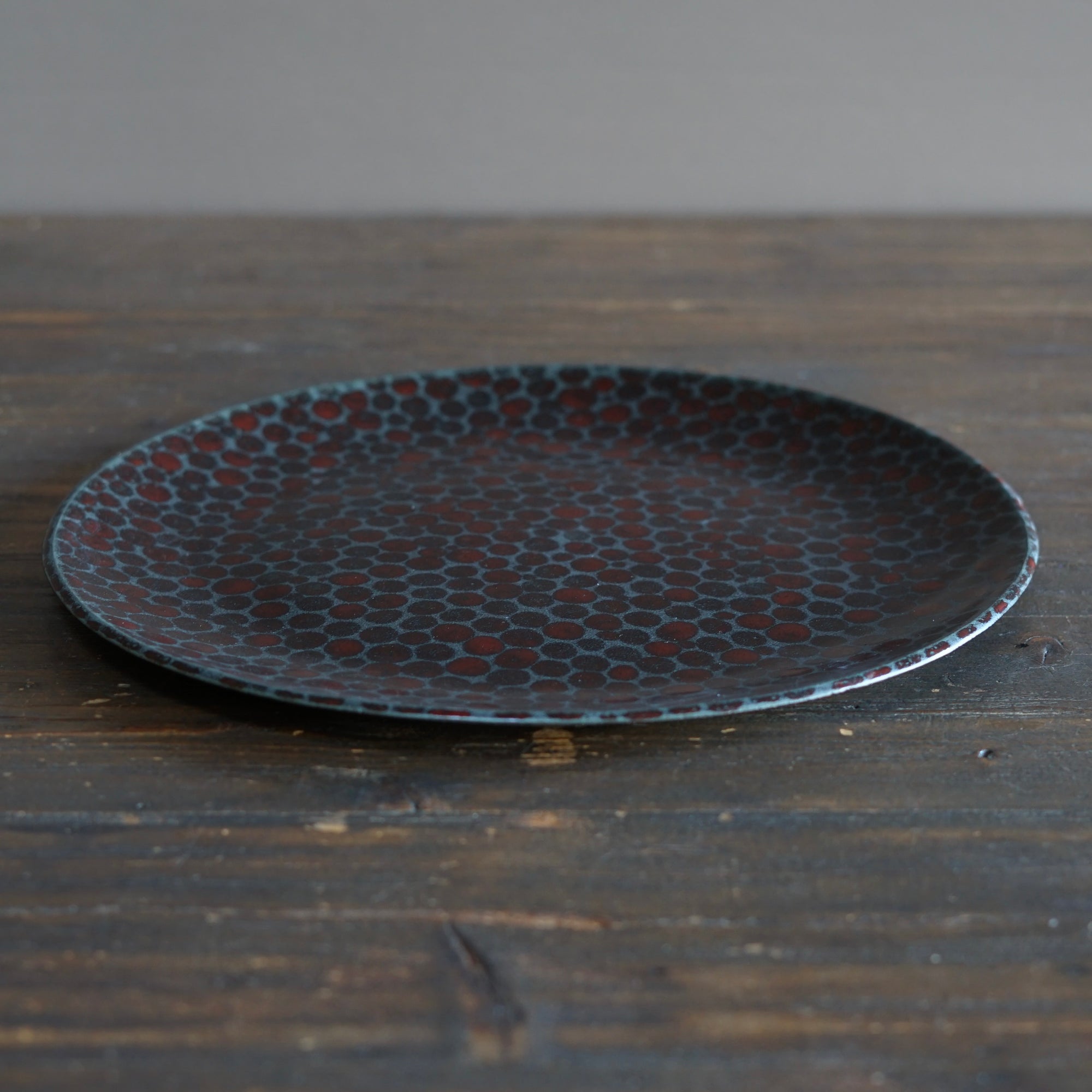 Dark Red Dots Large Plate #LK892C