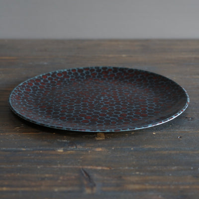 Dark Red Dots Large Plate #LK892C