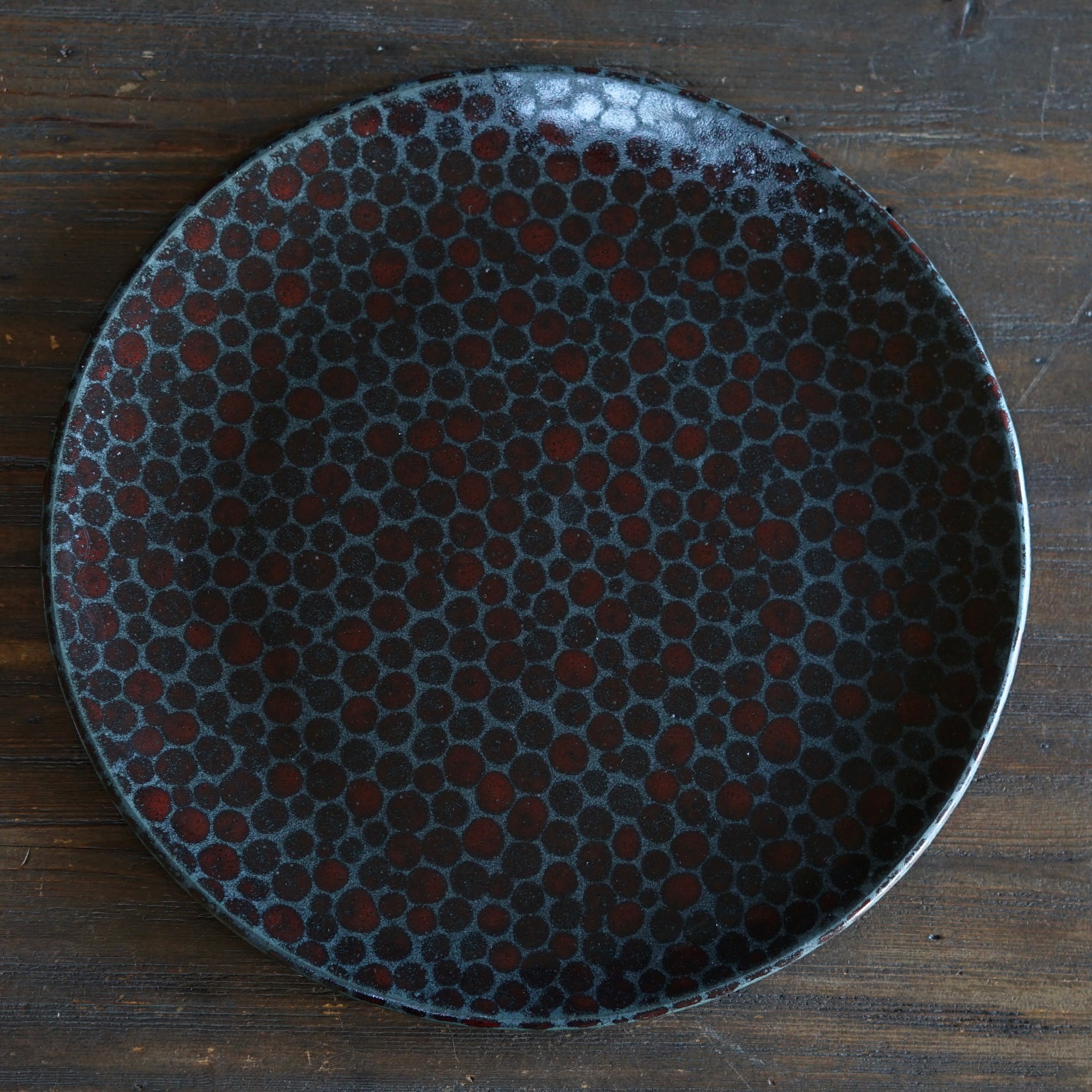 Dark Red Dots Large Plate #LK892C