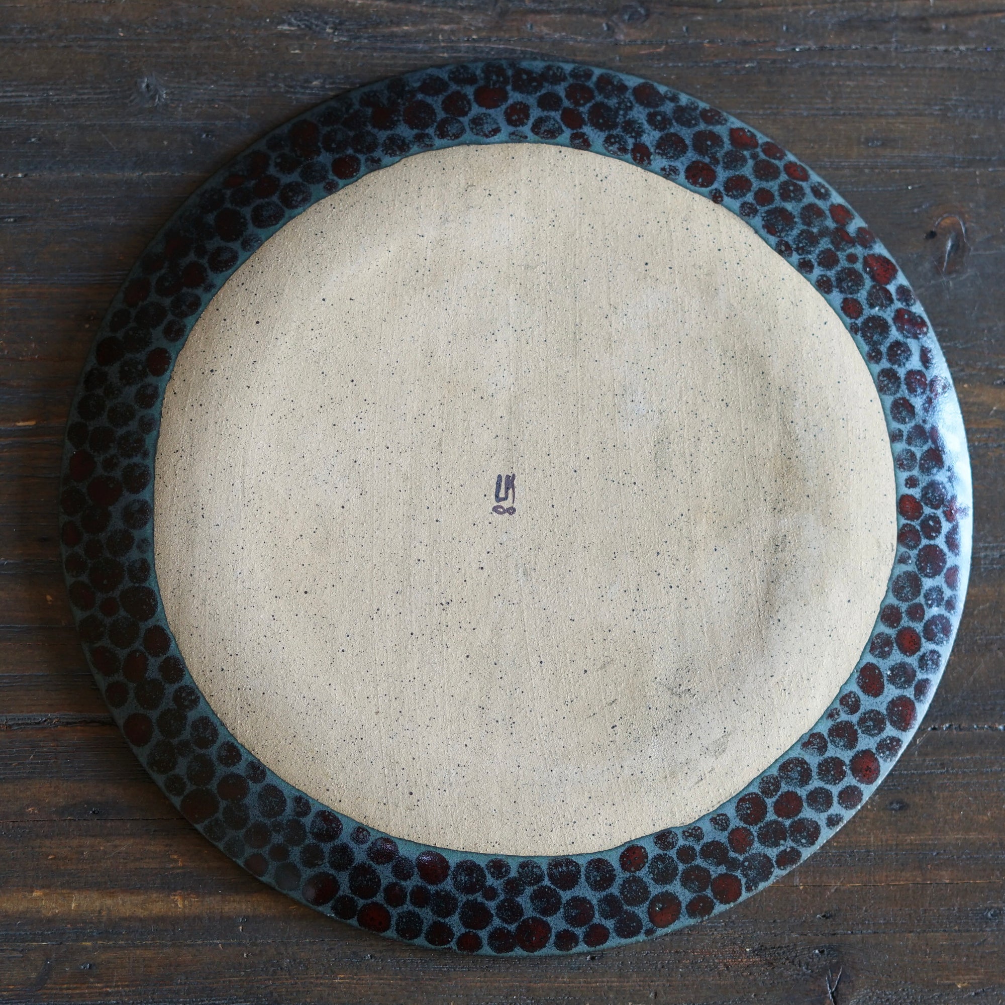 Dark Red Dots Large Plate #LK892C