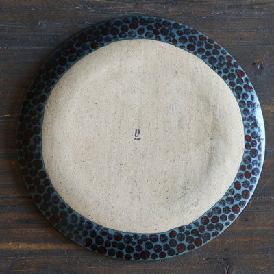 Dark Red Dots Large Plate #LK892C