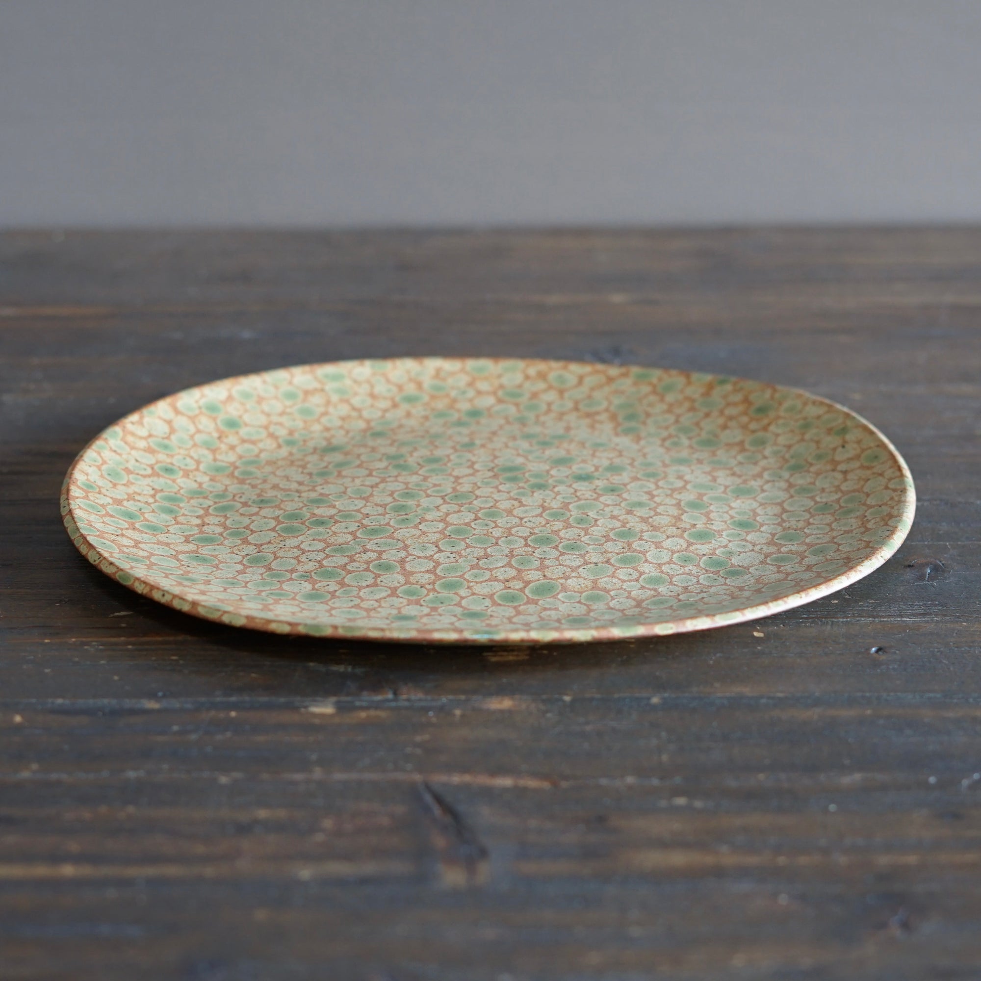 Green Dots Large Plate #LK892B