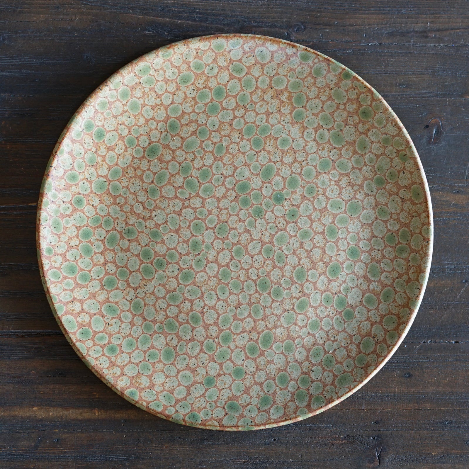 Green Dots Large Plate #LK892B