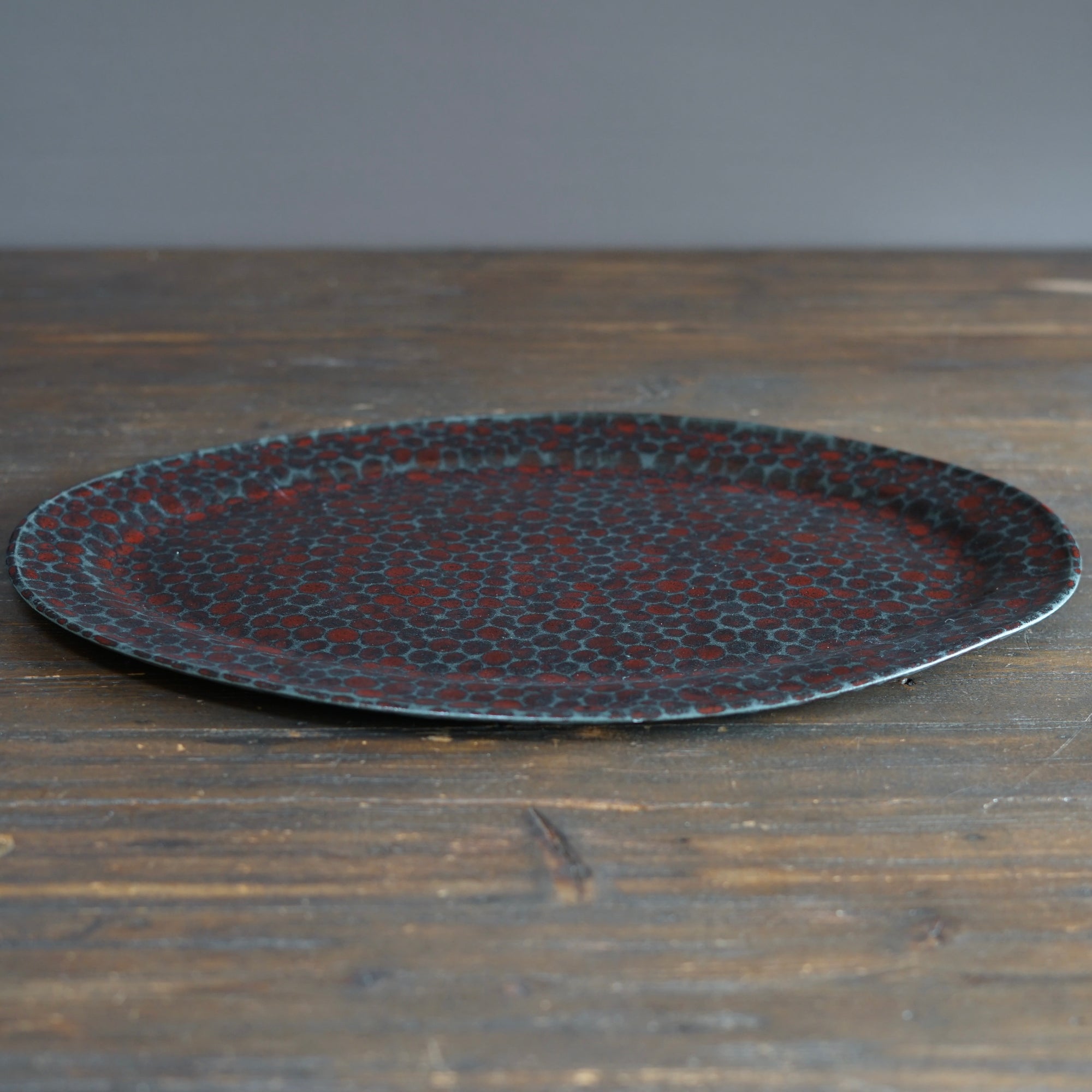 Dark Red Dots Serving Platter #LK894