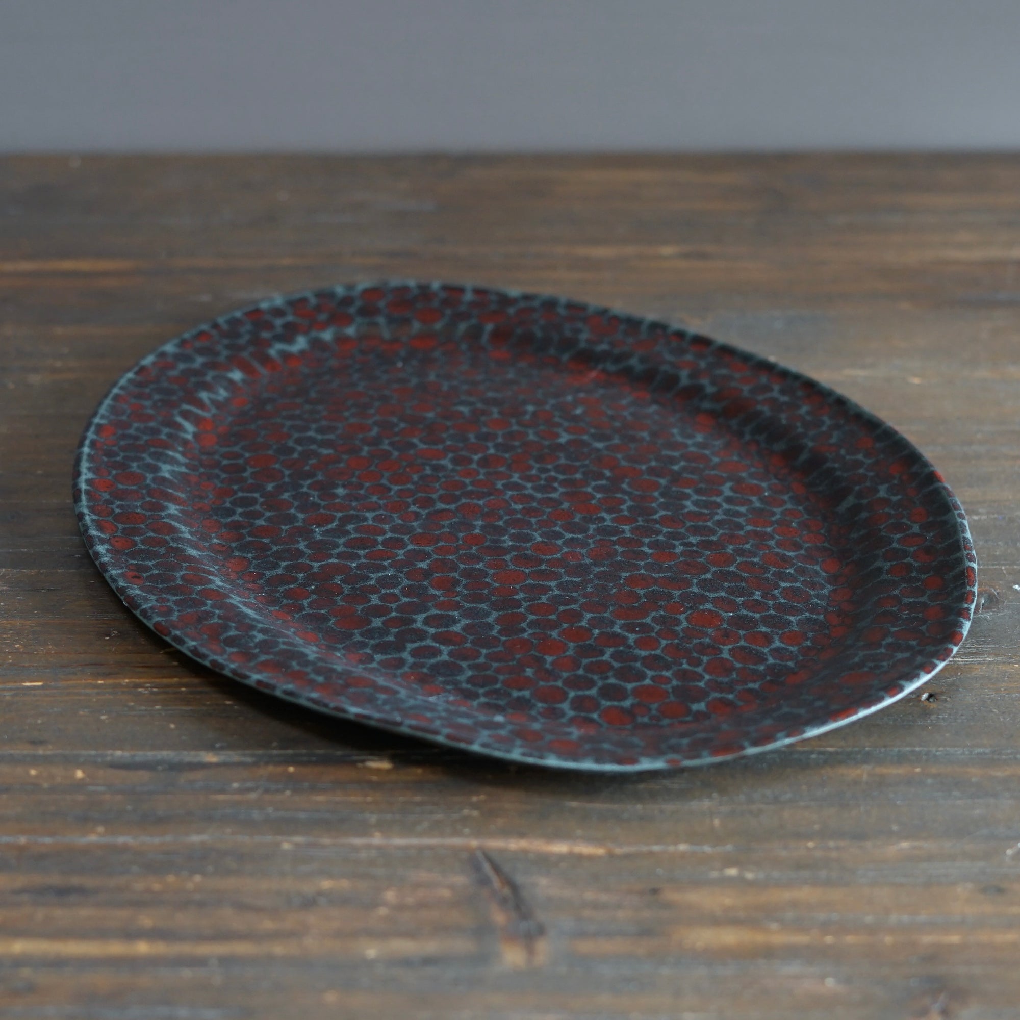 Dark Red Dots Serving Platter #LK894