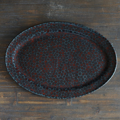 Dark Red Dots Serving Platter #LK894