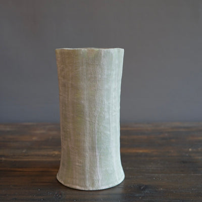 Green / Orange Fluted Vase #JT350