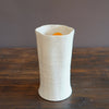 White / Orange Fluted Vase #JT350B