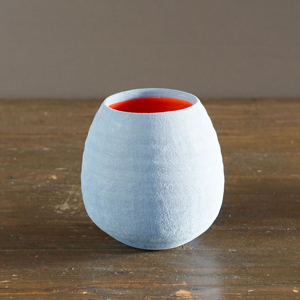 Silver Grey / Red Small Dino Vase #JT435B