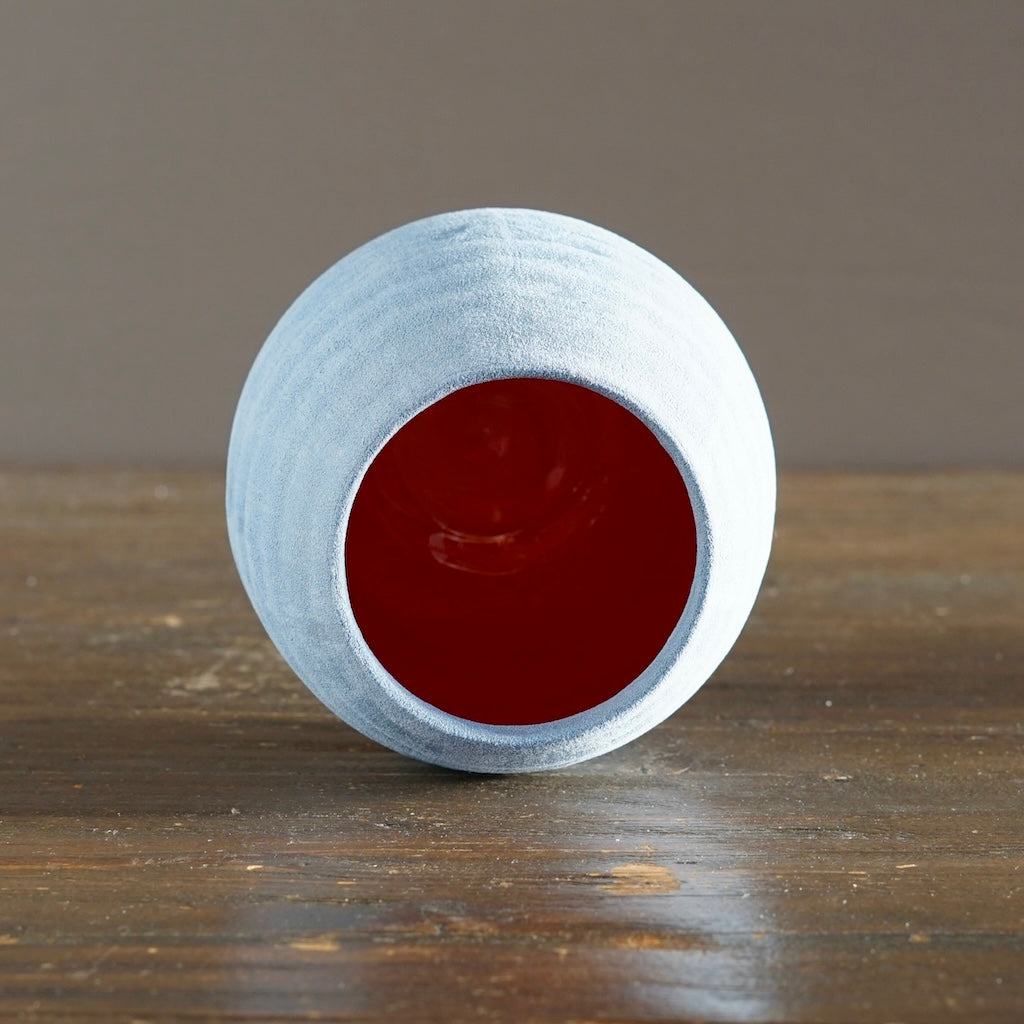 Silver Grey / Red Small Dino Vase #JT435B