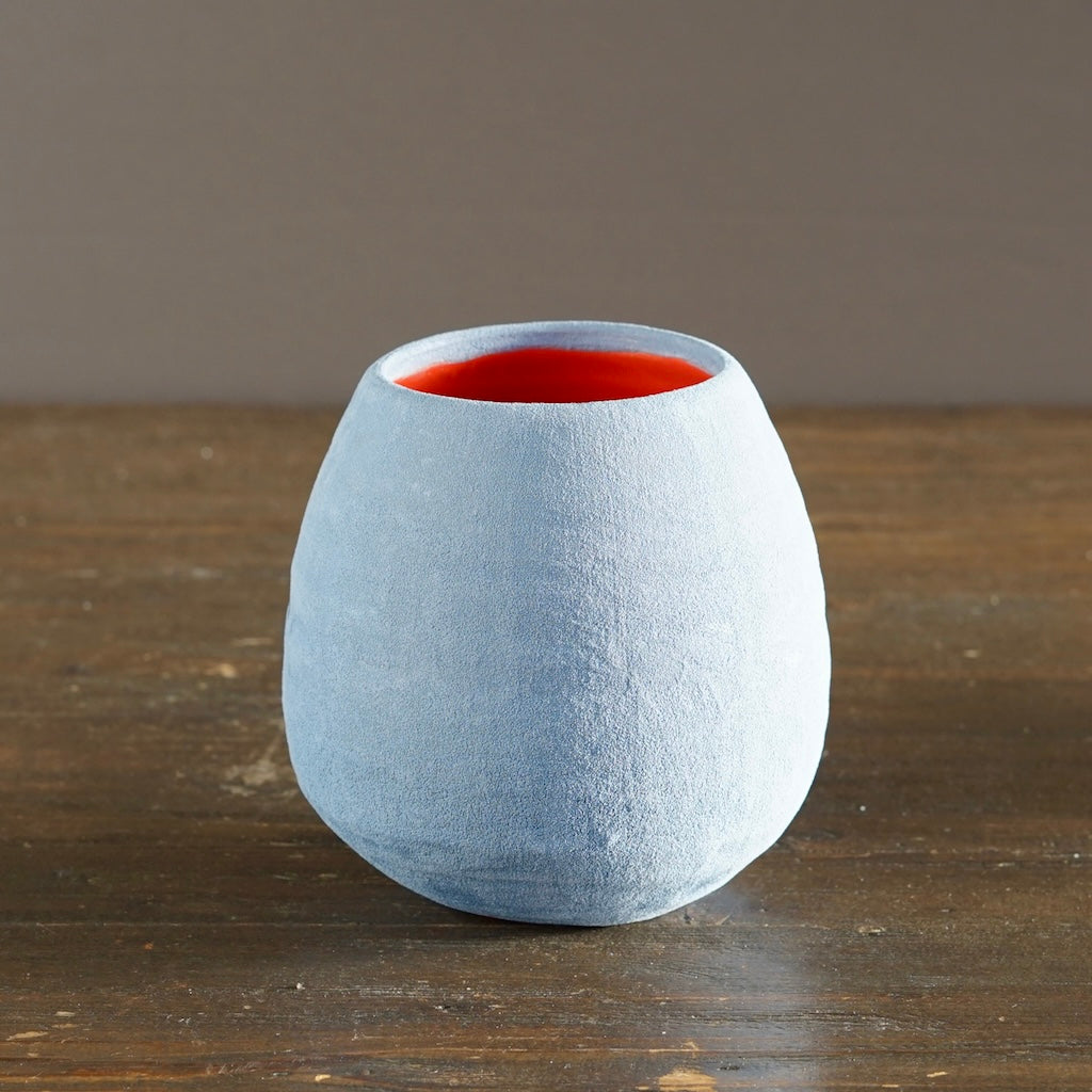 Silver Grey / Red Small Dino Vase #JT435C