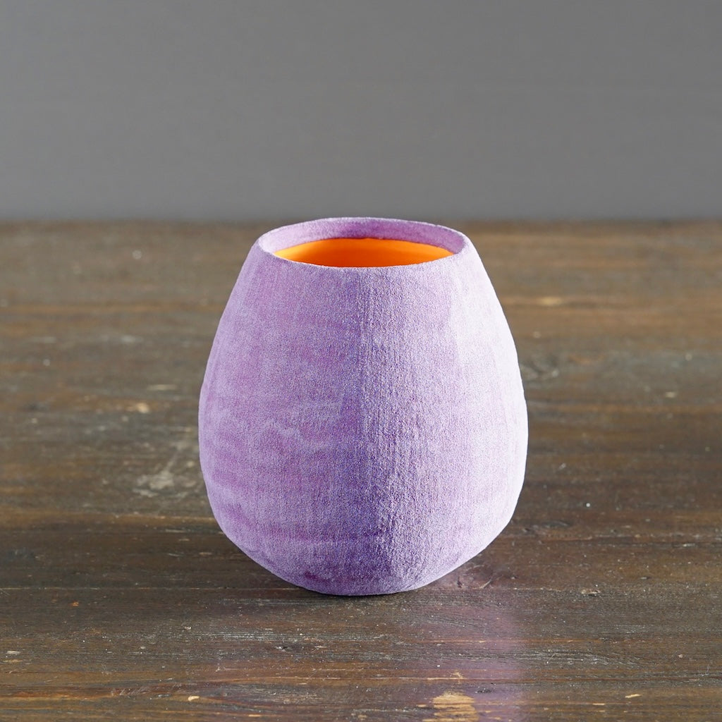 Lavender / Orange Small Dino Vase #JT436