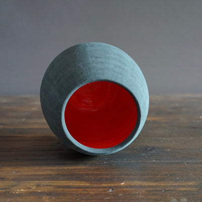 Gray / Red Dino Vase #JT352