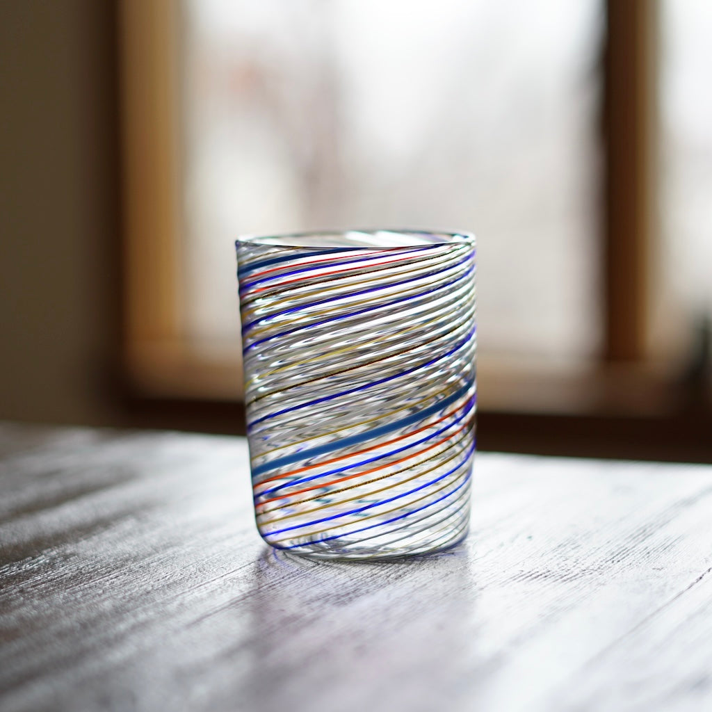 Multicolor Spiral Glass Tumbler #U12H
