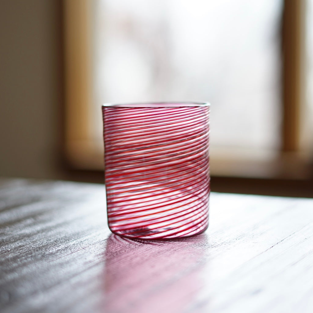 Red Spiral Glass Tumbler #U12K