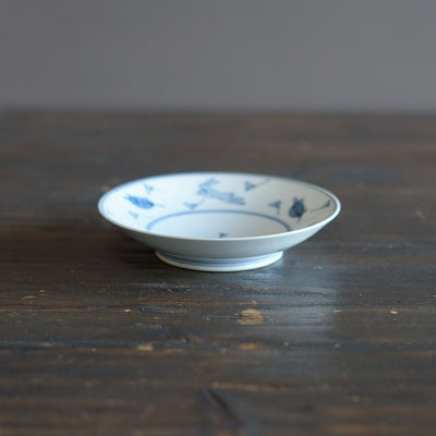 Blue and White Dessert Plate "Usagi to Kame" Folktales #Hi4A