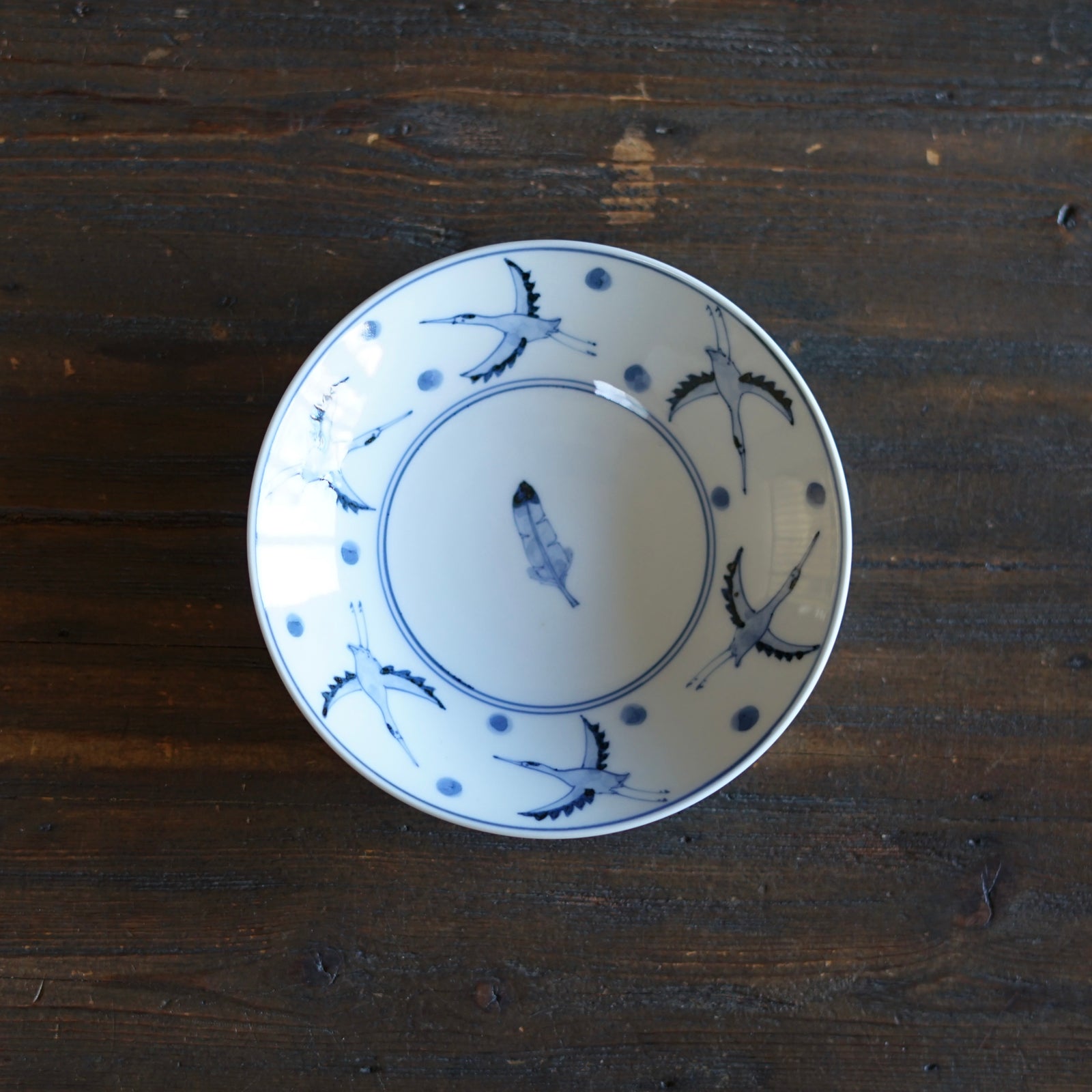 Blue and White Dessert Plate "Tsuru no Ongaeshi" Folktales #Hi5C