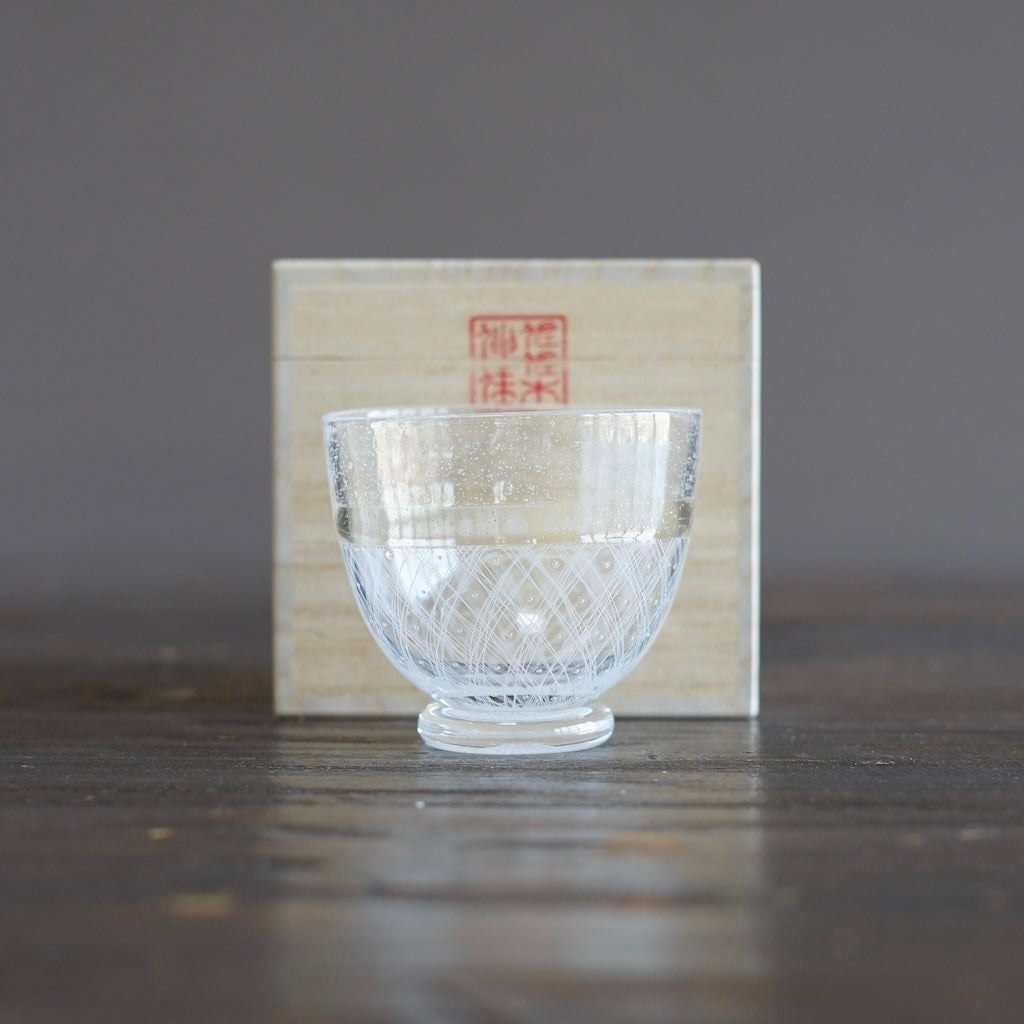 White Reticello Lace GUINOMI Sake Cup #NS7