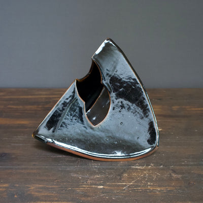 Tenmoku Triangle Rocking Flower Vase / Sculpture #83