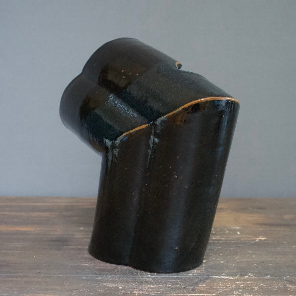 Tenmoku Anglae Flower Vase / Sculpture #MW