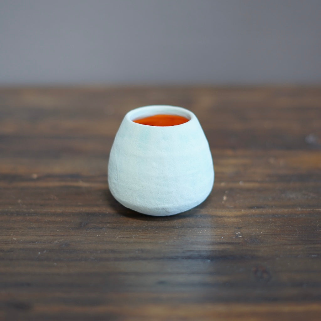 Robin's Egg / Orange Mini Dino Vase #JT380A
