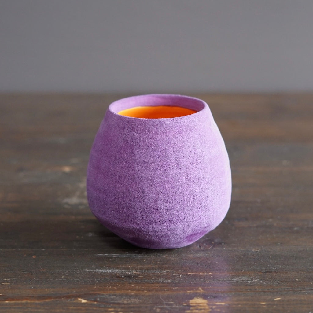 Lavender / Orange Small Dino Vase #JT442A