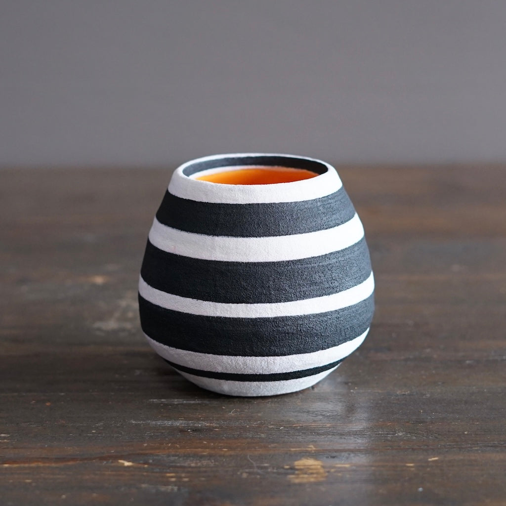 Striped / Orange Small Dino Vase #JT442F