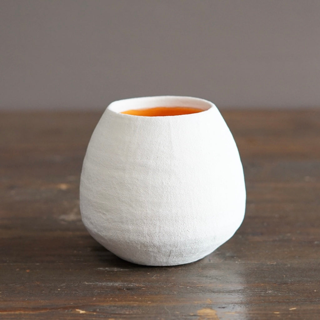 White / Orange Small Dino Vase #JT442G
