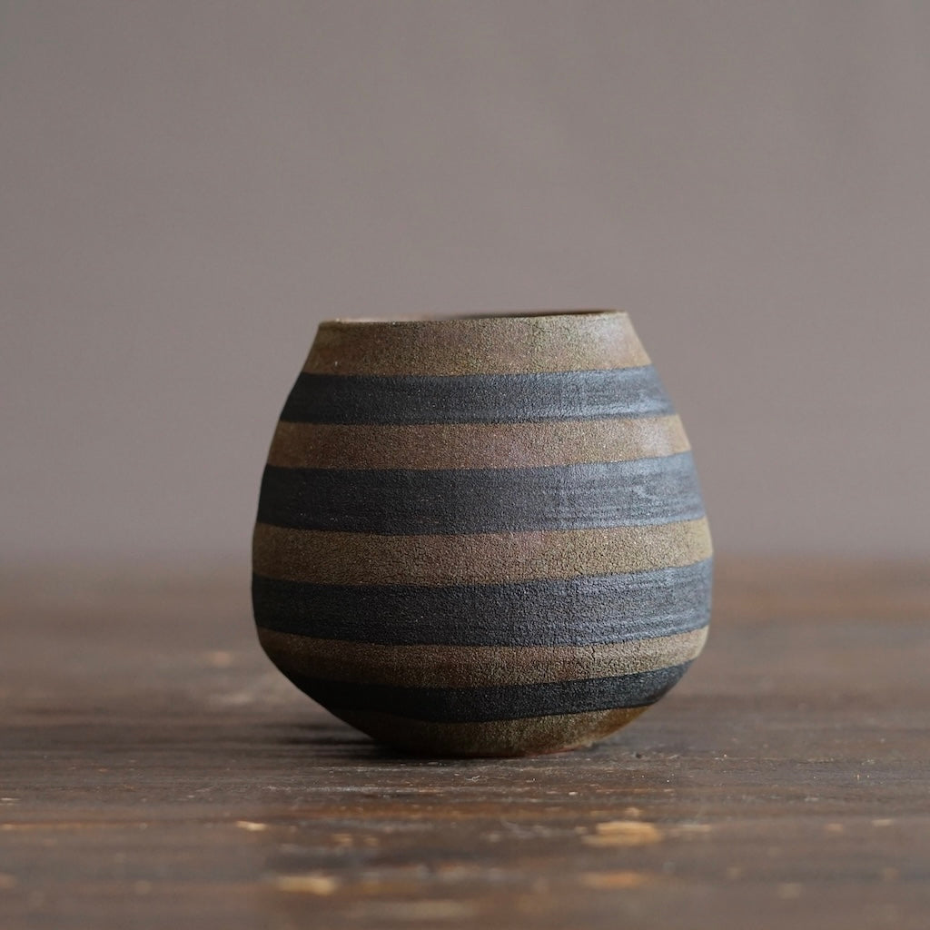 Brown Stripe / Orange Small Dino Vase #JT442H