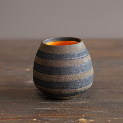 Brown Stripe / Orange Small Dino Vase #JT442H