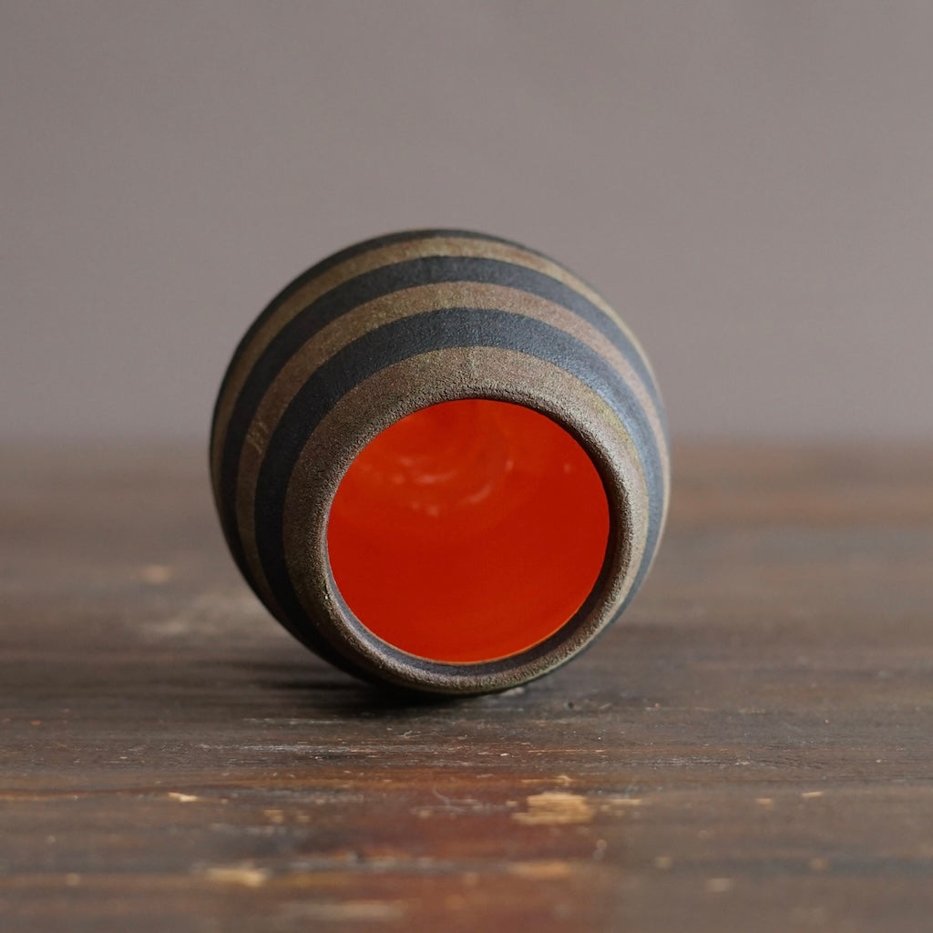 Brown Stripe / Orange Small Dino Vase #JT442H