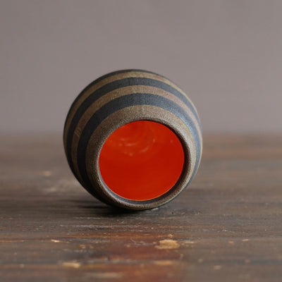 Brown Stripe / Orange Small Dino Vase #JT442H