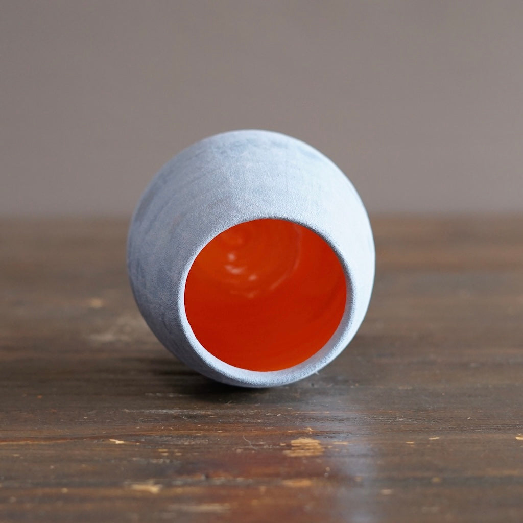 Robin's Egg / Orange Small Dino Vase #JT442i