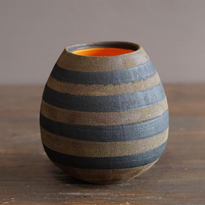Brown Stripe / Orange Dino Vase #JT440F