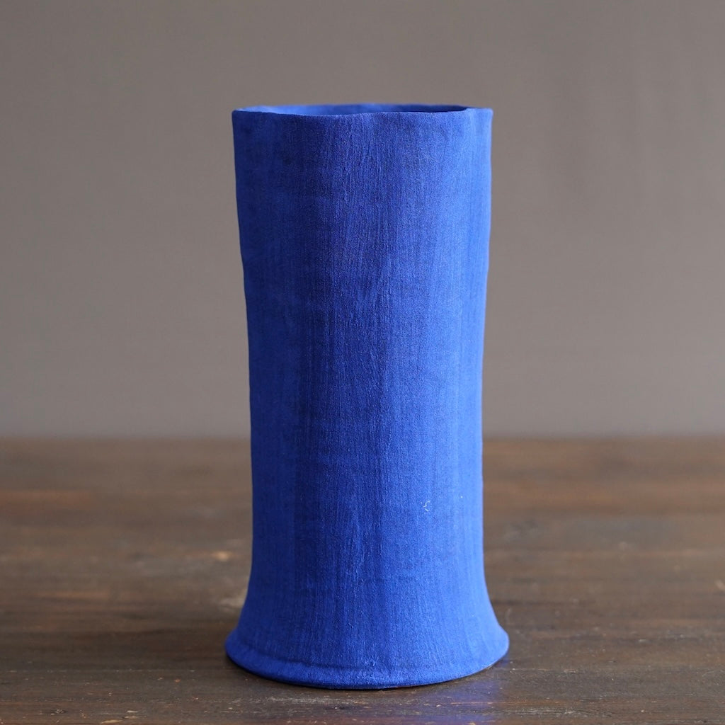 Blue / Olive Green Fluted Vase #JT441